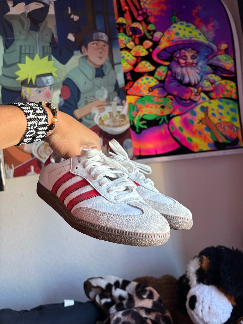 adidas White Leather Sneakers with Red Accents